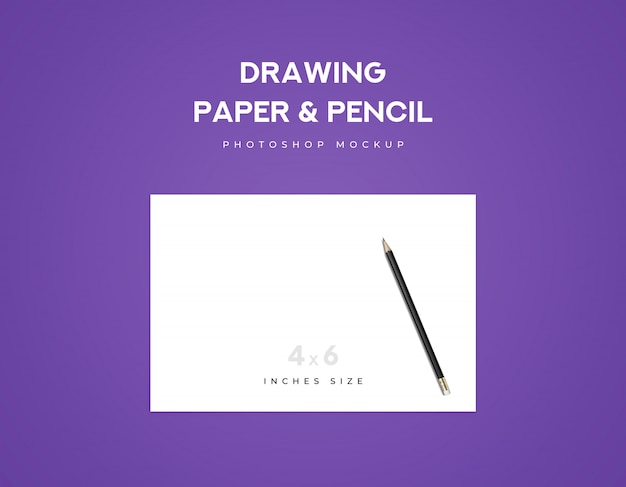 PSD rysunek papier i czarny ołówek na papierze z fioletowym tle