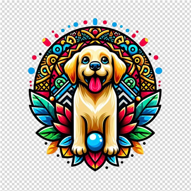 PSD rysunek psa z kolorowym tłem i projekt psa z kolorowym tłem