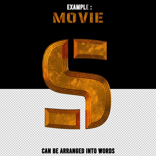 S letter text effect Bronze