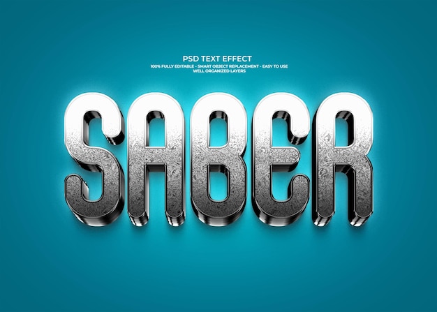 saber captivating 3d chrome text effect for your designs