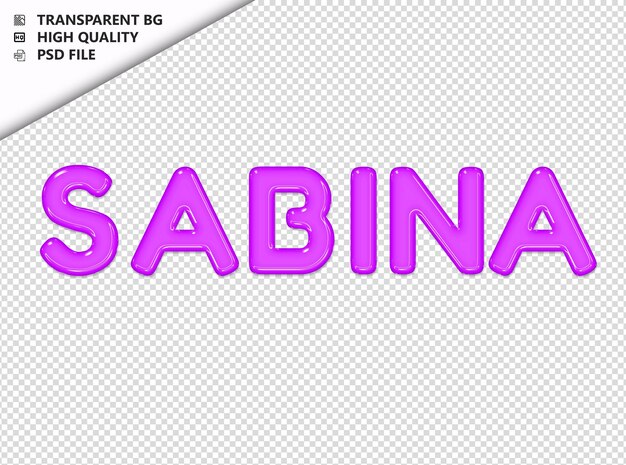 PSD sabina typography purple text glosy glass psd transparent