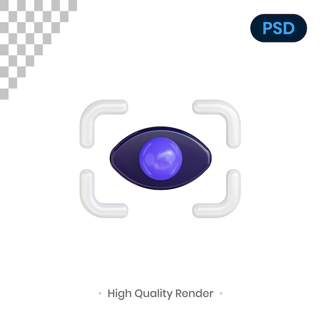 Sacan eye 3d render illustration premium psd