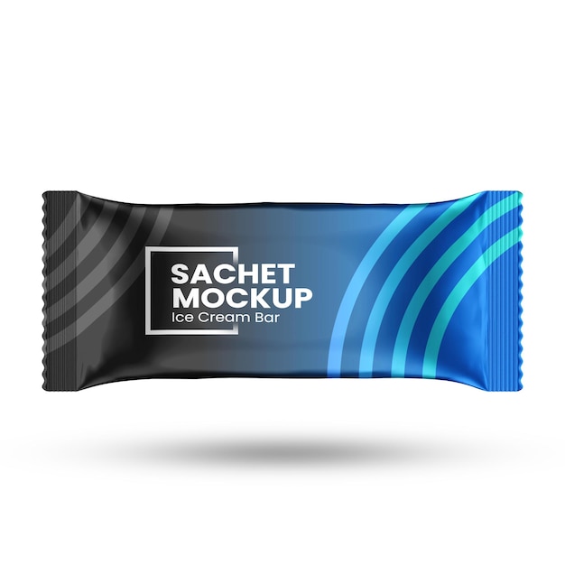 PSD sachet mockup for ice cream or candy bar