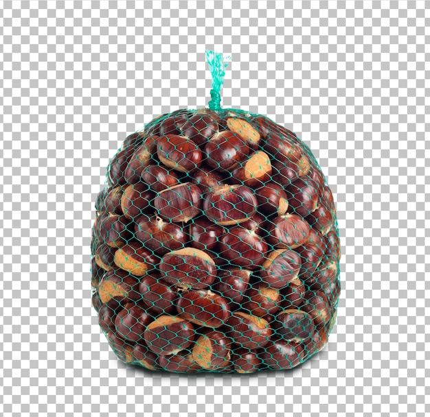 Sack of chestnuts isolated