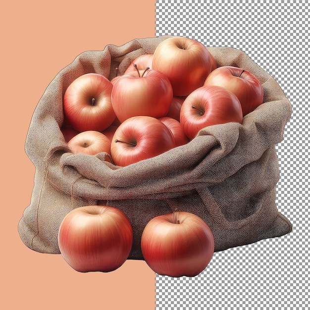 PSD sack of crisp apples png