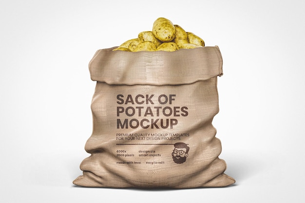 PSD sack of potatoes mockup