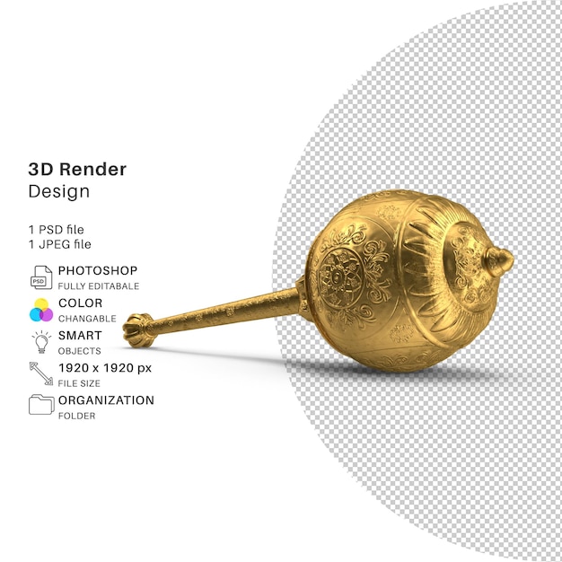 PSD 神聖なヒンドゥー教の神の武器ハヌマン卿の詳細な 3d モデリング psd