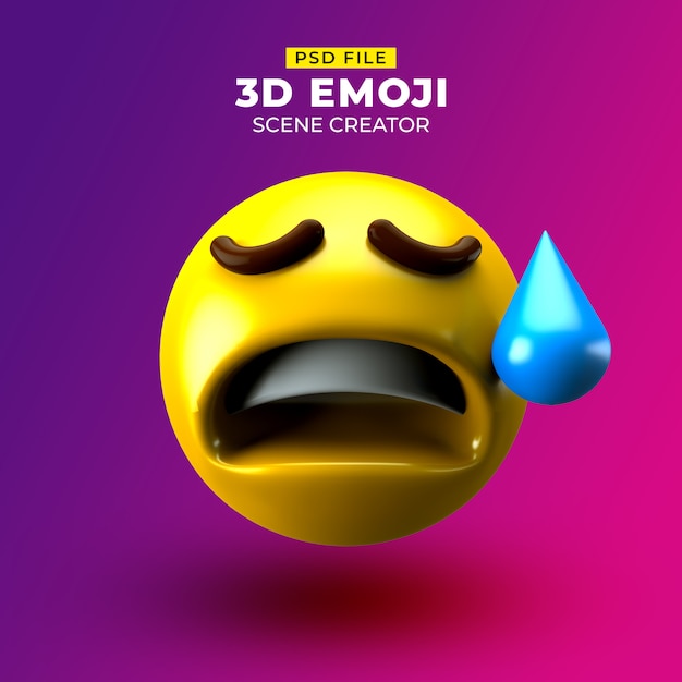 Sad 3d emoji with disappointed but relieved face