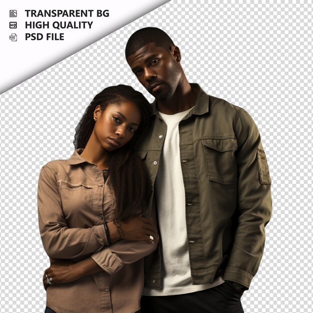 Sad black couple ultra realistic style white background i