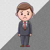 PSD sad businessman line vector on transparent background