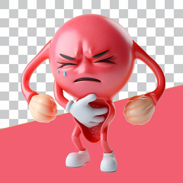 PSD sad cute womb character suffering from pms or period pain