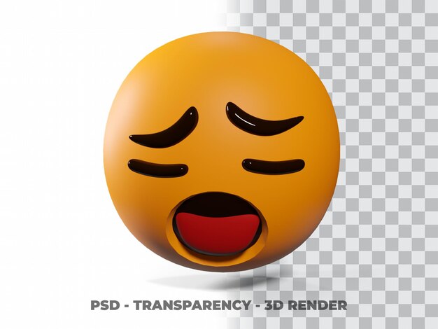 PSD sad emoticon 3d with transparency background