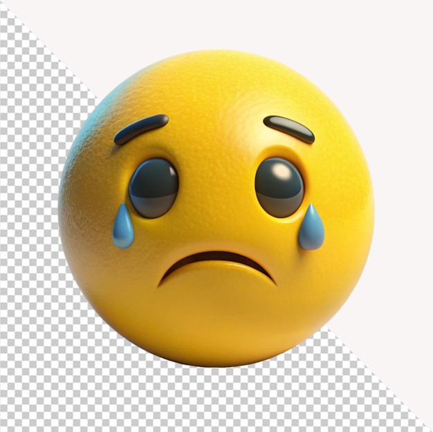 PSD sad face emoji on transparent background