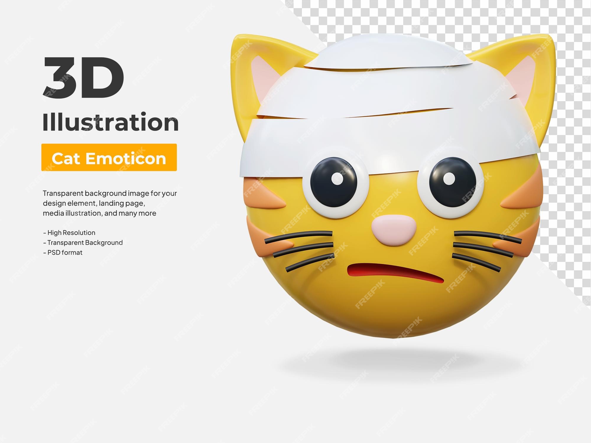 Premium PSD  Angry face expression cat emoticon sticker 3d icon  illustration