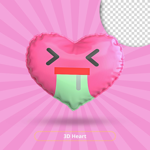 Sad face with tearheart 3d render