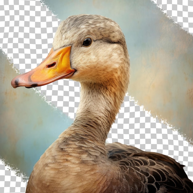 PSD sad looking duck seen from behind in slovenia europe transparent background