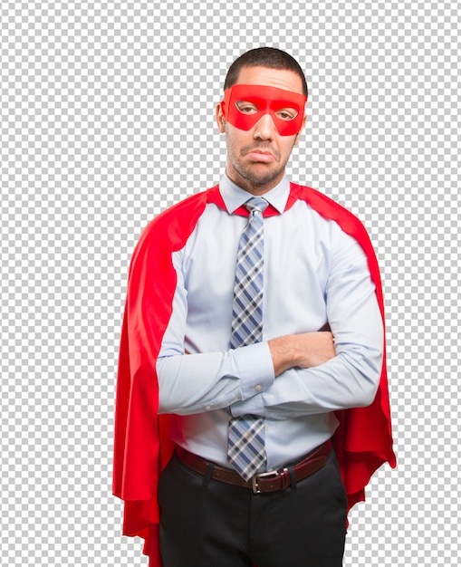 PSD sad super businessman posing