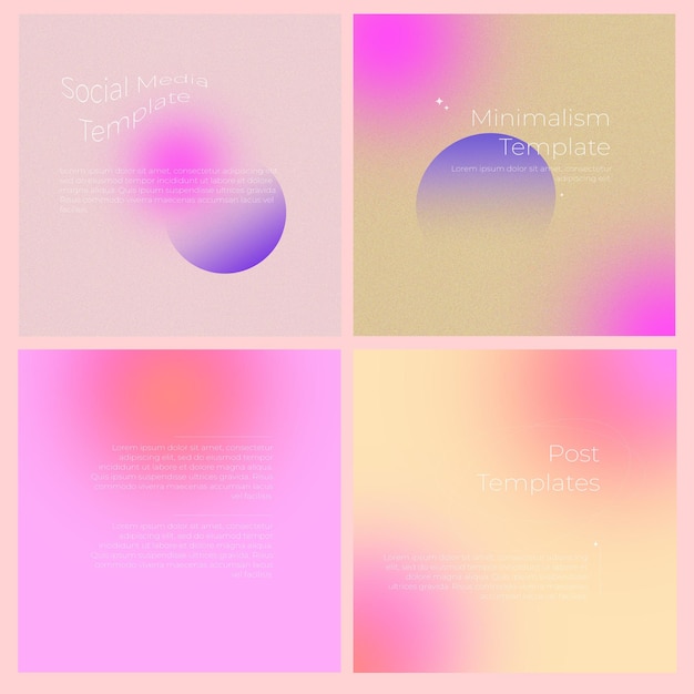 Sæt af gradient og minimalistisk Instagram-opslag