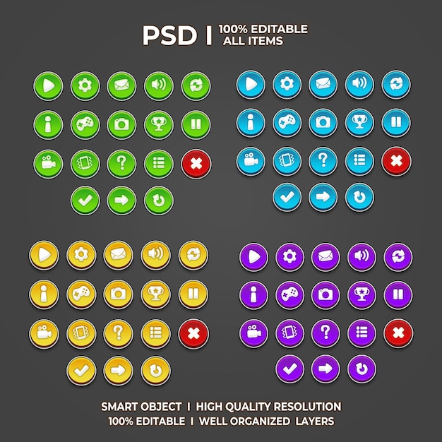 Sæt med game UI, Game UI-sæt, Game UI-knap, Game-knap, Game UI PSD, Game UI-skabelon, Game-ikon