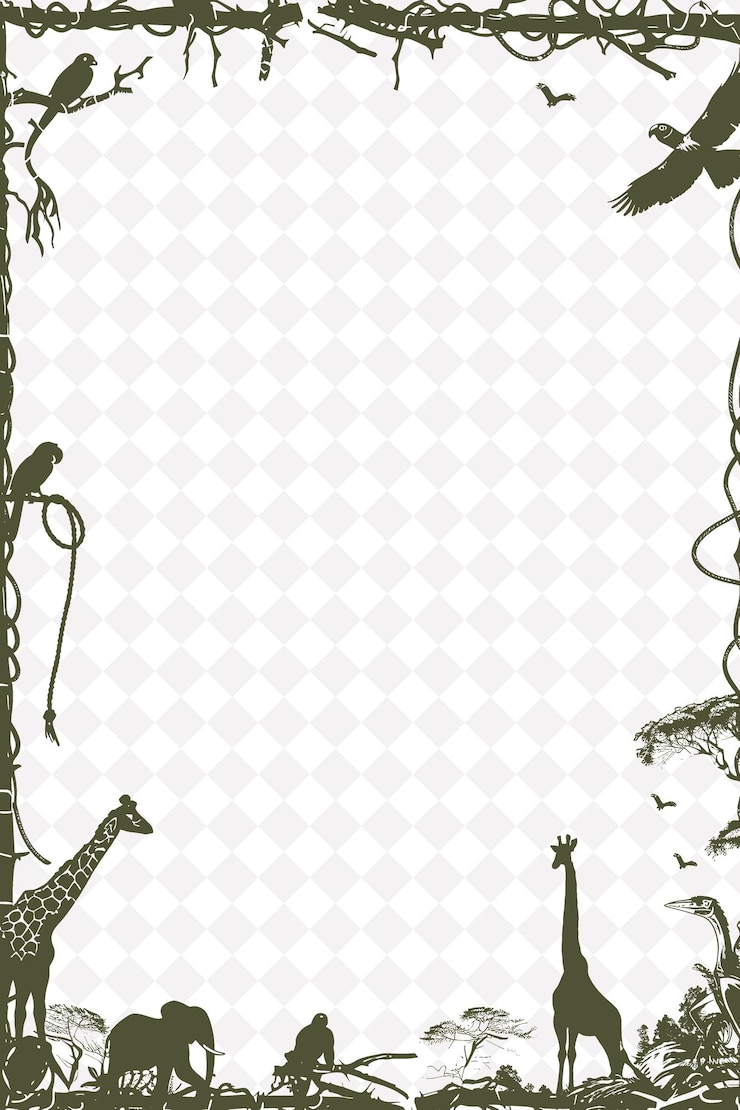 PSD safari animal frame z sznurkiem i lornetką opuszcza png creative background design