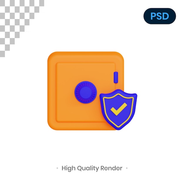 Сейф 3D визуализации иллюстрации Premium Psd