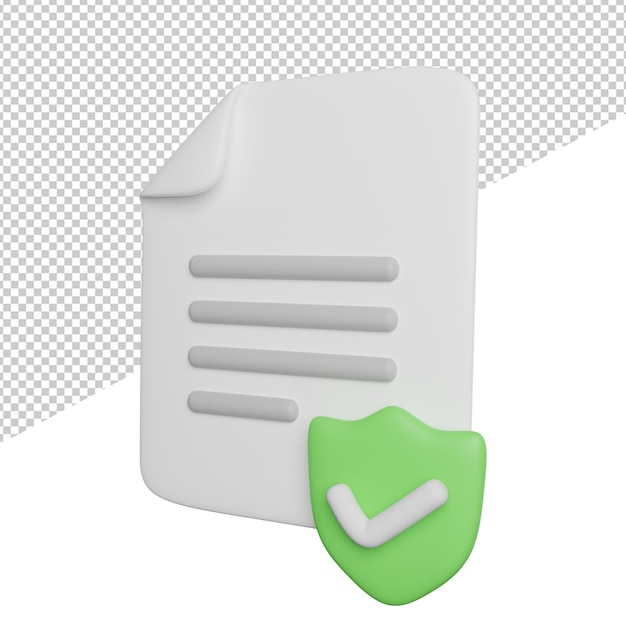 File sicuro documento vista laterale 3d rendering icona illustrazione su sfondo trasparente