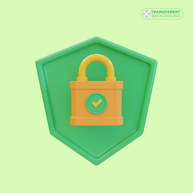 PSD safe icon with a shield and a padlock in the middle