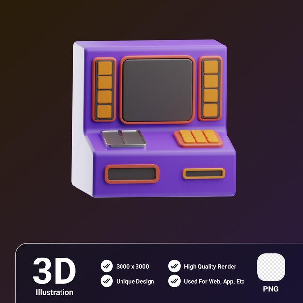 PSD safe payment object atm 3d illustration