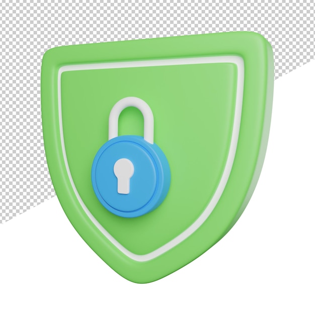 Safe shield secure zijaanzicht 3d-rendering pictogram illustratie op transparante achtergrond