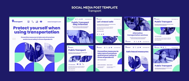 PSD modello di post sui social media per il trasporto sicuro