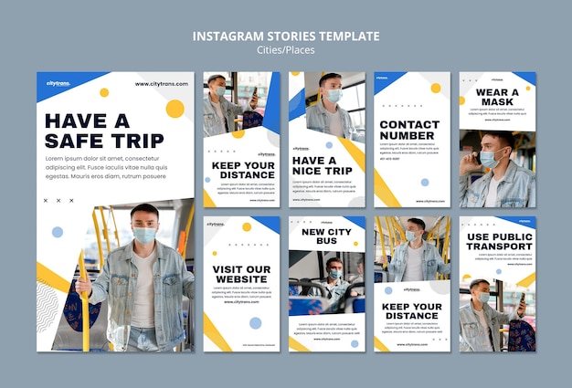 PSD storie instagram di viaggio sicuro
