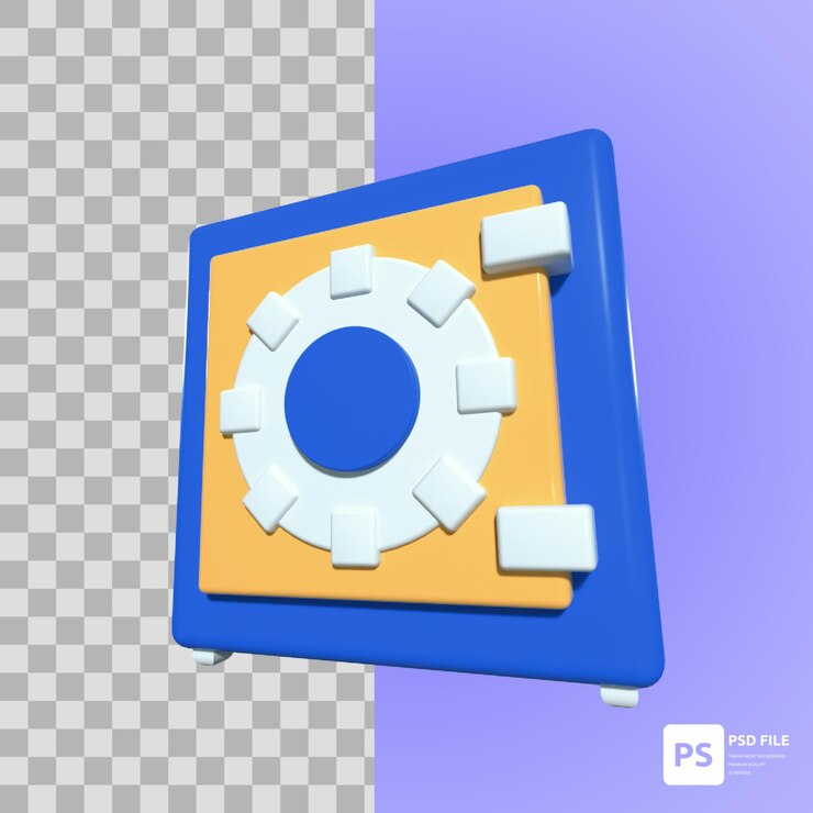 PSD safebox in 3d illustration design assets for business seo startup finance and other