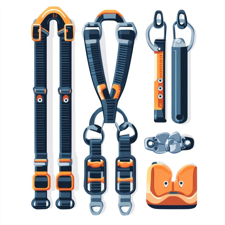 PSD safety harness components straps buckles carabiners and other equipment