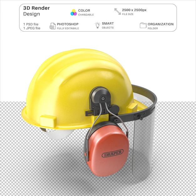 PSD modellazione 3d del casco di sicurezza psd