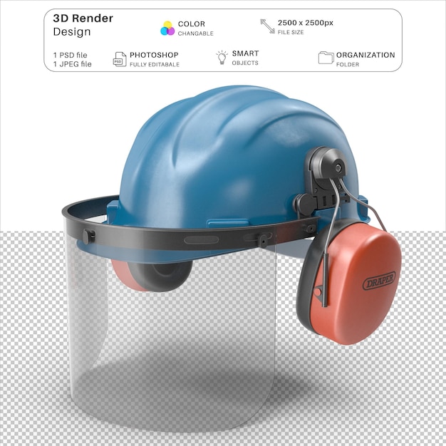 PSD modellazione 3d del casco di sicurezza psd