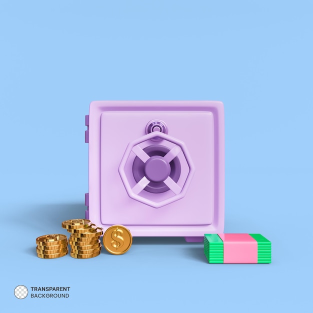 PSD safety locker safe box icon isolated 3d render illustration