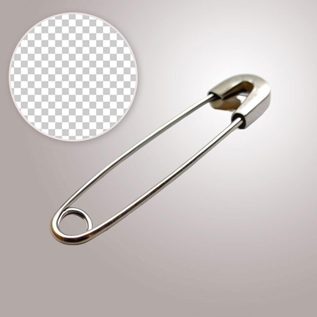 PSD safety pin close up on transparent background