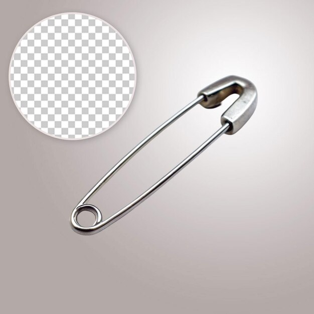 PSD safety pin close up on transparent background