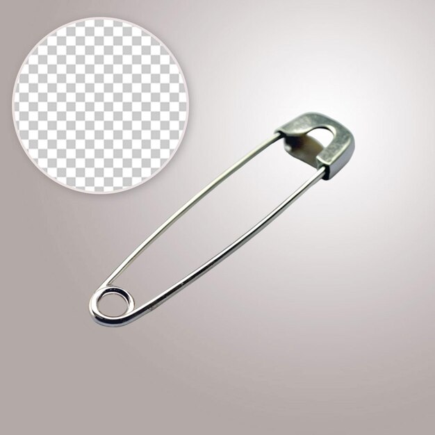 PSD safety pin close up on transparent background