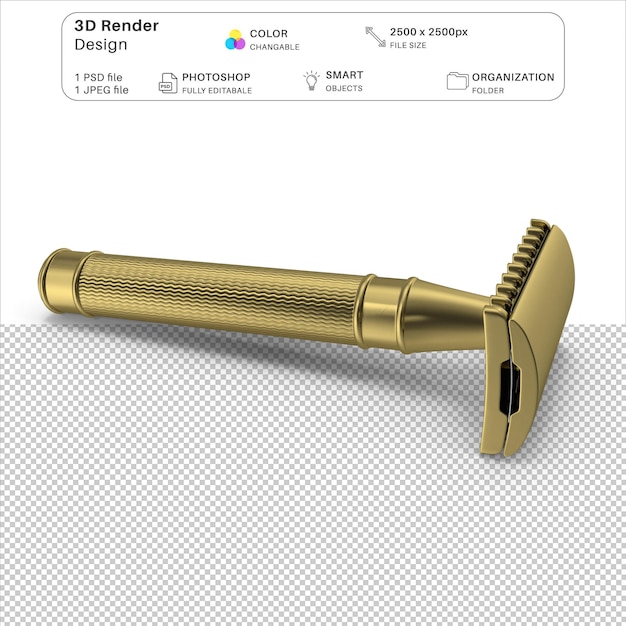 File psd di modellazione 3d di safety razor