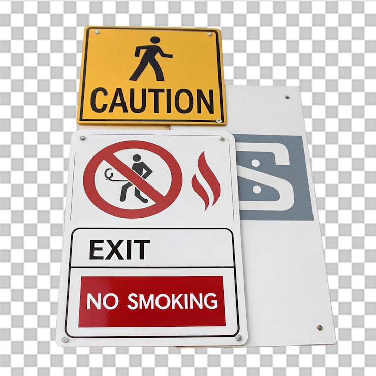 PSD safety signs isolated on transparent background