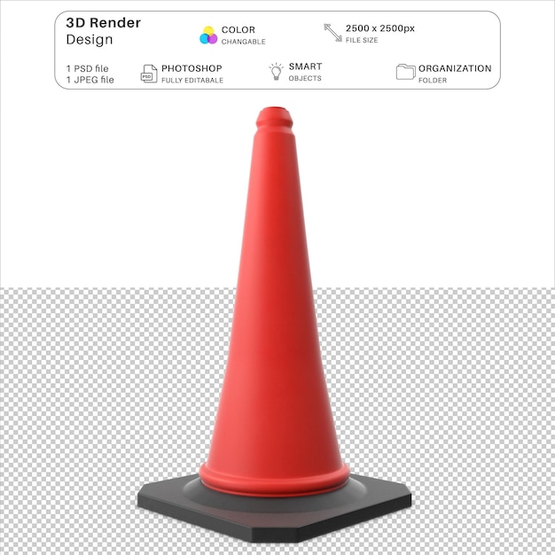 PSD safety traffic cone 3d modeling psd file