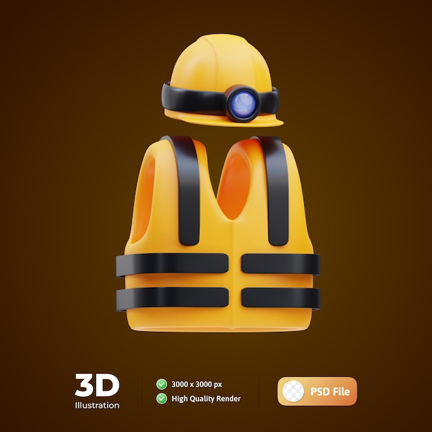 PSD safety vest symbol 3d illustration