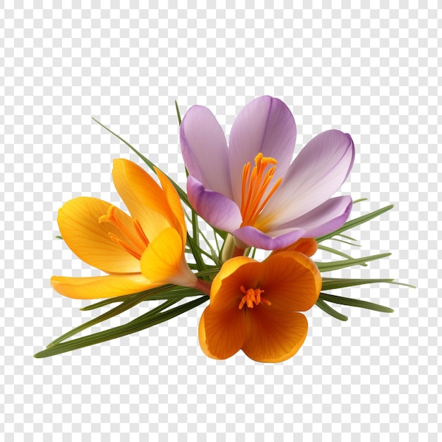 PSD saffron crocus kwiat png wyizolowany na przezroczystym tle