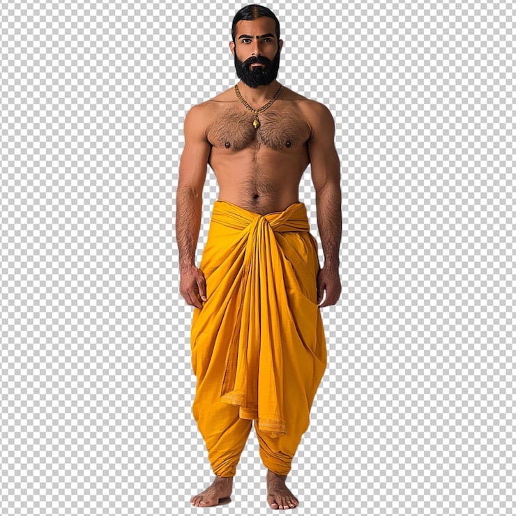 PSD saffron dhoti on transparent background