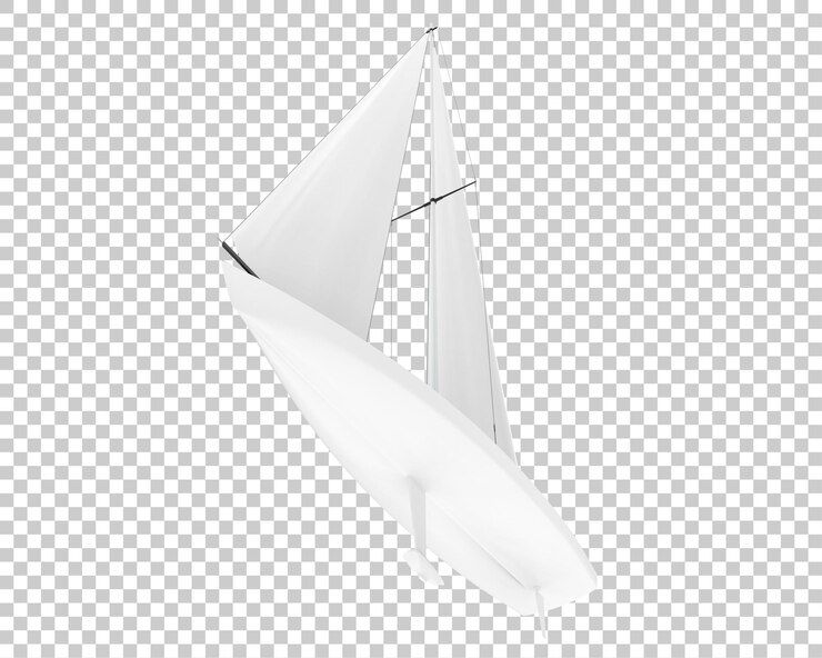 PSD 透明背景上的帆船 3d 渲染插图