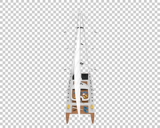 เรือใบในพื้นหลังโปร่งใส ภาพเรนเดอร์ 3 มิติ