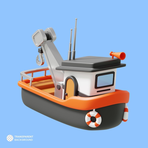 帆船圖像隔離的 3D 渲染插圖