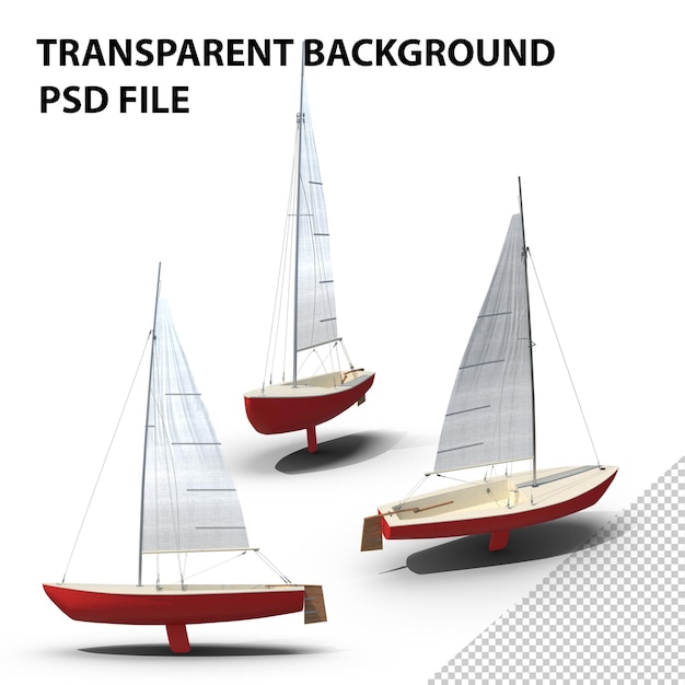 PSD sailboat red png