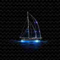 PSD Парусная лодка serene blue flowing neon lines anchor decorations s png y2k shapes transparent light arts